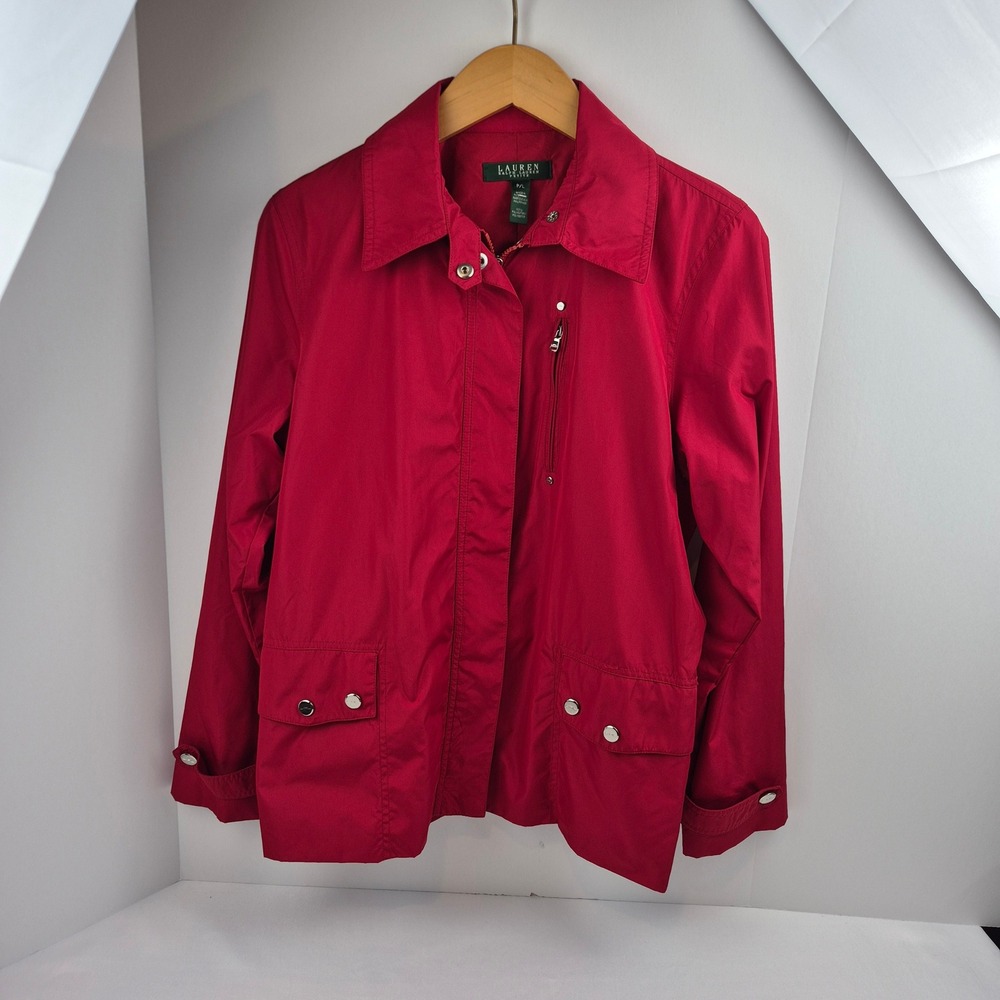 Lauren Ralph Lauren Jacket P/L Red Utility Pockets Classic Outdoor Coat